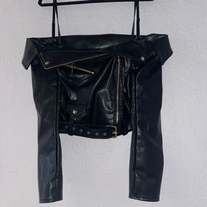 House of CB S black vegan leather jacket